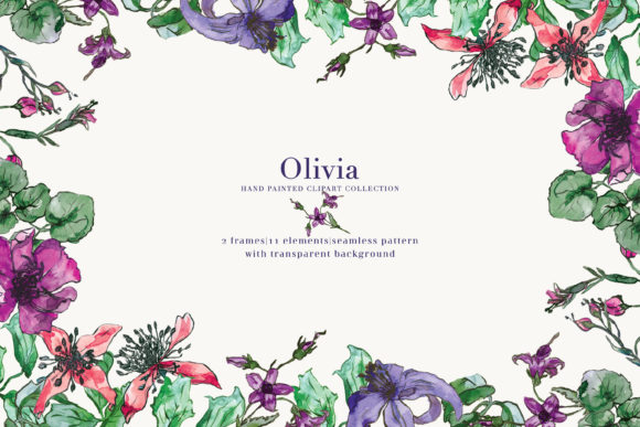 Download Purple Flowers Watercolor Clipart Set - Purple flowers Collection