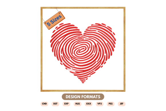 Download Fingerprint Heart Embroidery Design - Premium Resources