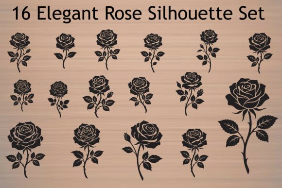 Download 16 Premium Rose Silhouette SVG Bundle - Silhouette Collection