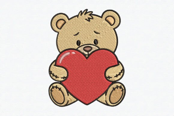 Download Bear with Heart Embroidery Design - Heart embroidery Collection