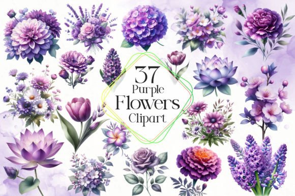 Download Purple Flowers Watercolor Clipart - Purple flowers Collection