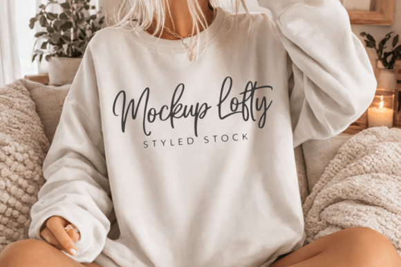 Download Gildan 18000 White Sweatshirt Mockup 13 - White Collection