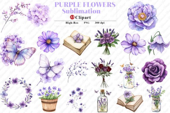 Download Purple Flowers Watercolor Flower Clipart - Purple flowers Collection