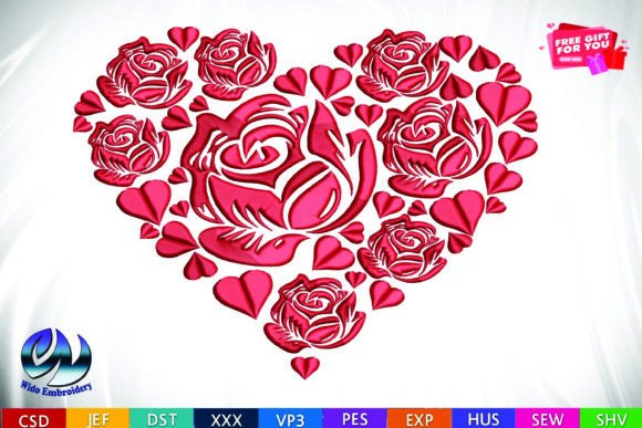 Download Rose &amp; Hearts Floral Heart Embroidery&nbsp; - Premium Resources